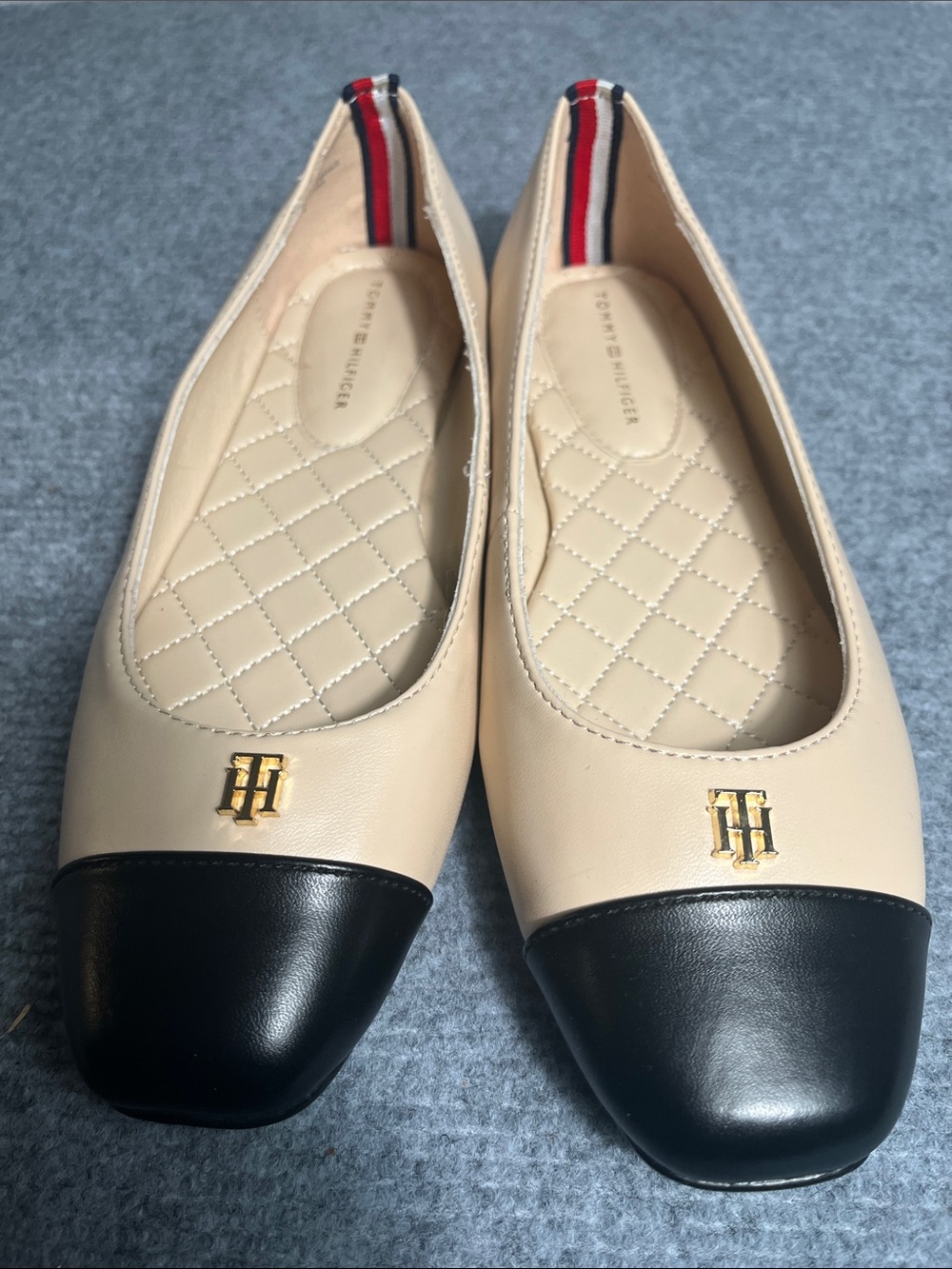 Tommy Hilfiger Women's Two-Tone Beige and Black Ballet Flats